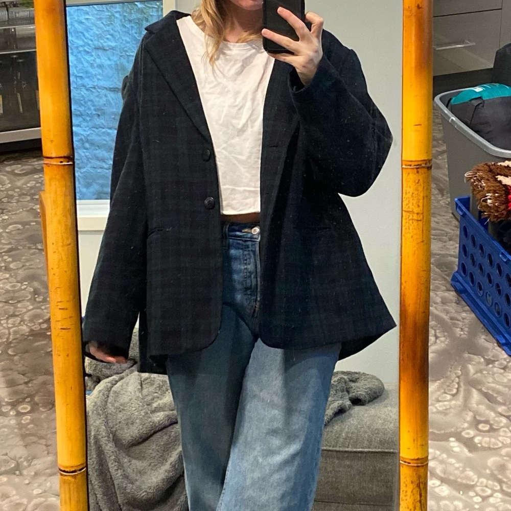 Plaid Wool/Poly Blazer - image 1